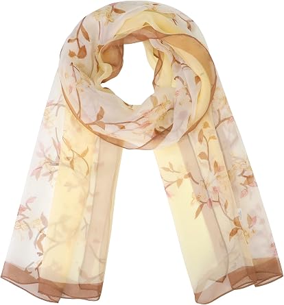 Elerevyo Women Floral Multicolor Scarf, Lightweight Pattern 50s Sunscreen Head Wrap Scarf, Summer
