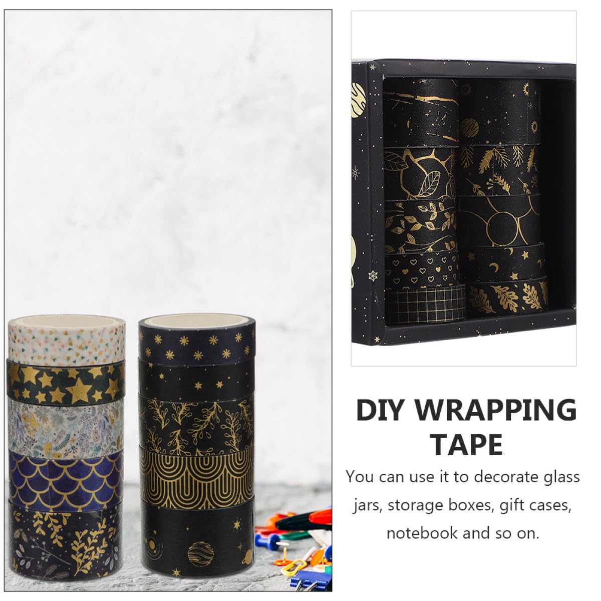 Lurrose 60rouleaux Rubans Adhésifs Décoratifs Papier Rubans Washi Avec Motifs Doré Pour Scrapbooking Et Bricolage