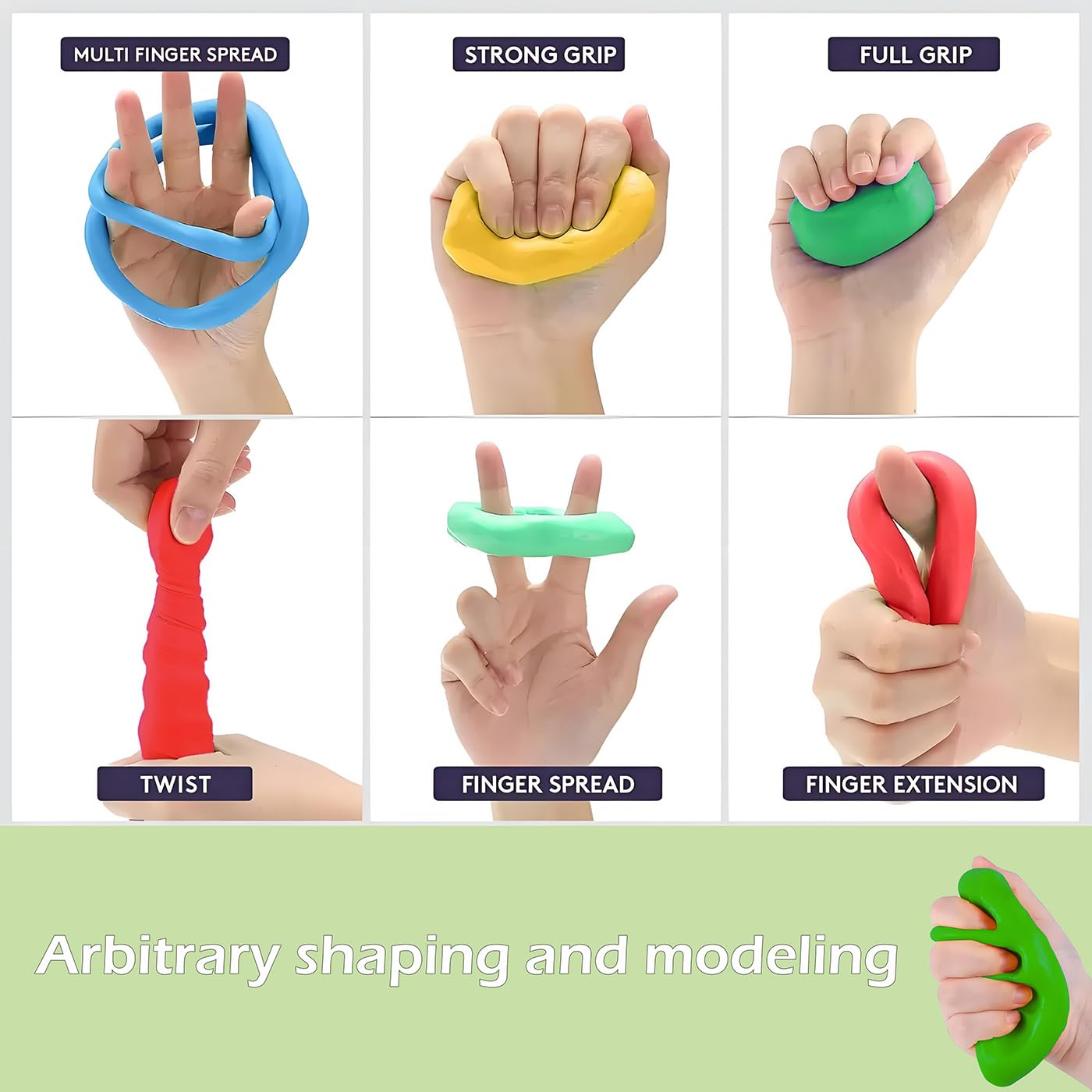 Handtherapie-Kitte-Set, Griffkrafttrainer, Unterarmstärker, Stressbälle, Handstärkungsgeräte, Griffstärkung, Geschicklichkeit, Mobilität, Stressabbau bei Verletzungen, 15 Stück