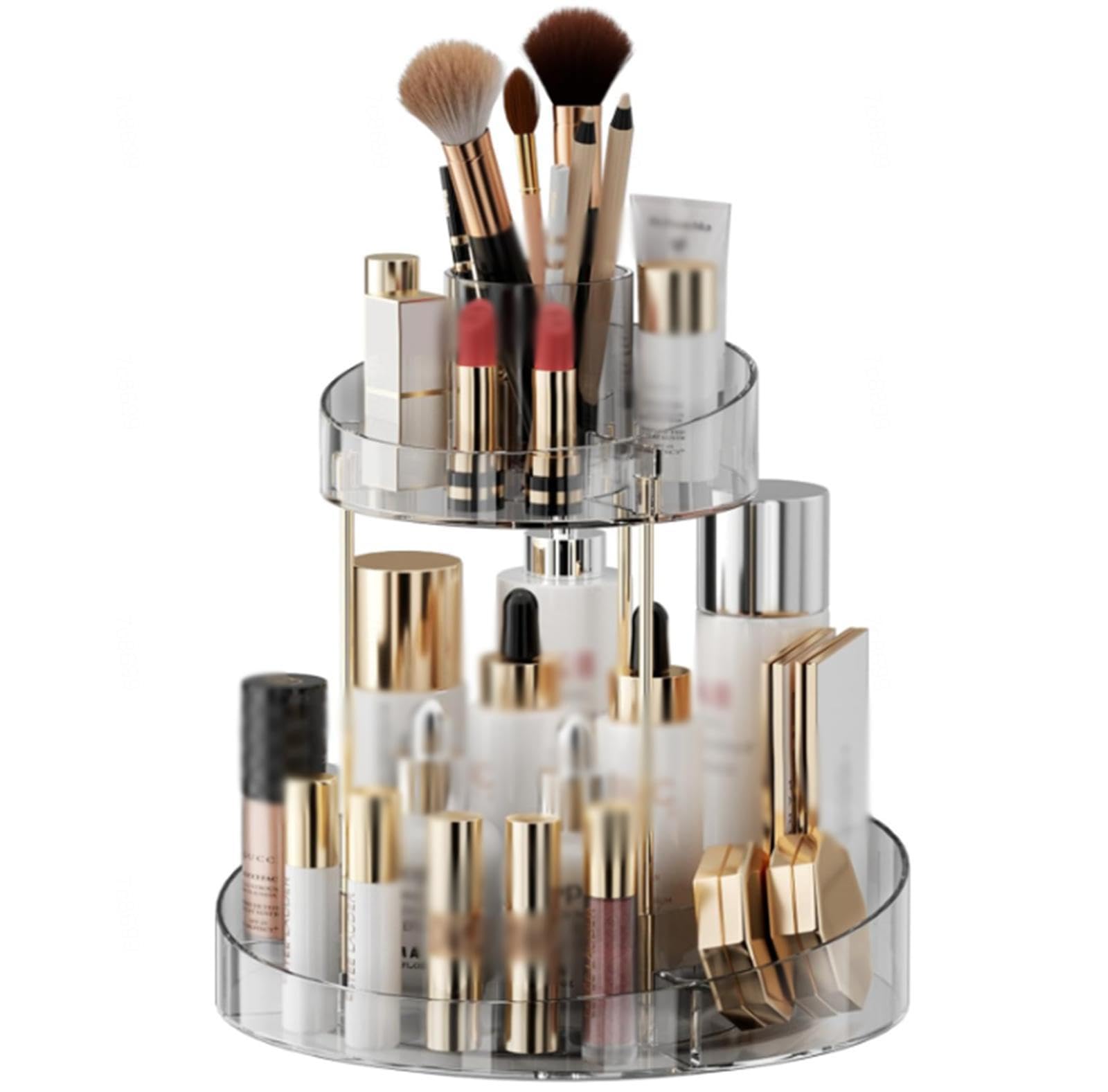 Organizer per Trucco Girevole a 360 Gradi per Vanità, Appoggio del Bagno Organizzatore per La Cura della Pelle di Grande capacità, Vetrina per Cosmetici Portaprofumi Porta Pennelli Cosmetici,A