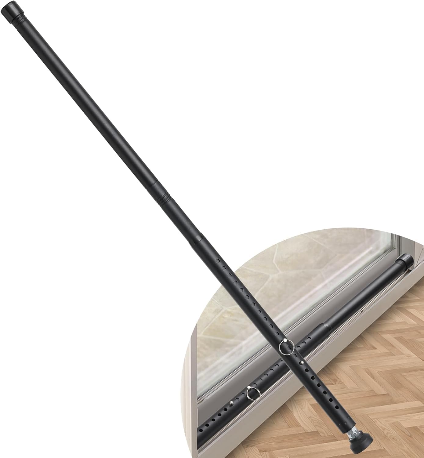 Barres de Sécurité pour Fenêtres, 45-128cm Barre de Sécurité pour Portes Coulissantes Réglable avec des Embouts en Caoutchouc, Diamètre 2,5cm Barre de Sécurité pour Fenêtre pour Maison/Noir