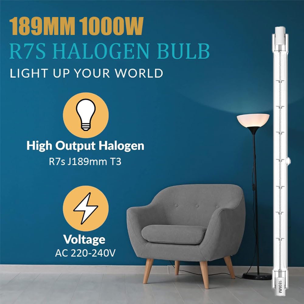 Bombillas Halógenas R7S 1000W - Pack De 6, 2700K Blanco Cálido, 12000 Lúmenes - Regulables Y Para Exterior
