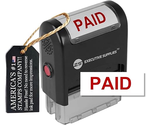 Miniatura 6 de Sello de goma de pago autoentintado – Tinta roja – Sellos de oficina autoentintados Tecnología avanzada diseñada para uso comercial y personal