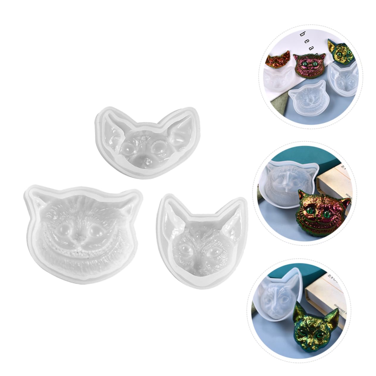 SHINEOFI 9pièces Moule Silicone pour Animaux Têtes De Chat Hibou Et Chauve-Souris pour Vos Projets Époxy Et Décoration Créative