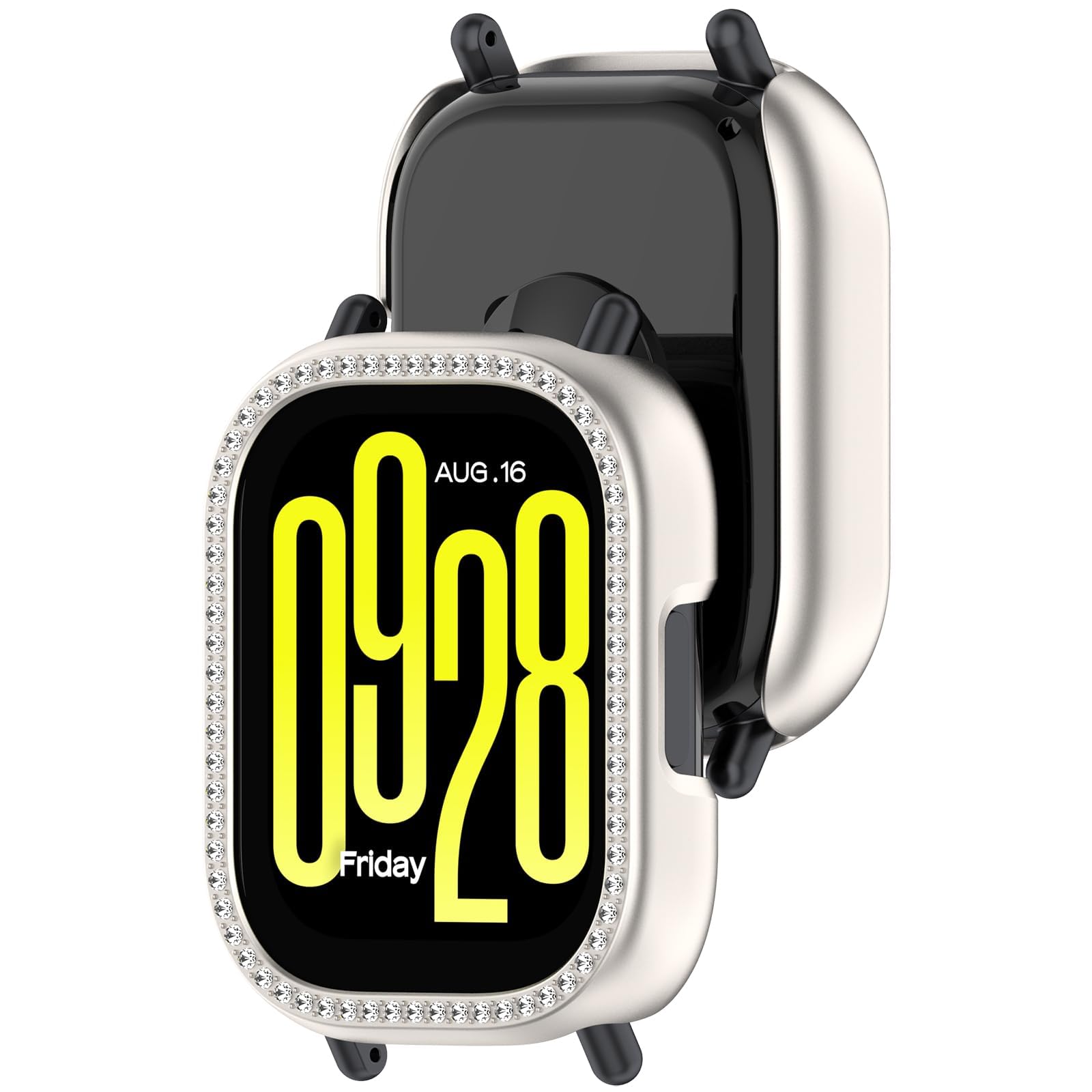 Dl3 Mobilak Bling Case for Xiaomi Redmi Watch 5 Active, Slim Hard PC Frame Cover with Crystal Diamond Bumper Design (Without Screen Protector), Protective Case for Women and Girls