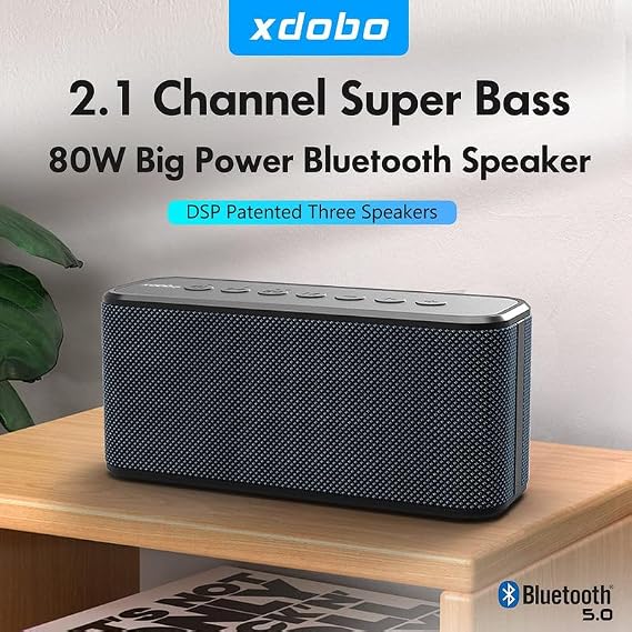 xdobo X8 Plus Portable Bluetooth Speaker, 80W Loud Stereo with TWS, IPX5 Waterproof, 12H Playtime, Type-C Charging, 360° Surround Sound, Deep Bass