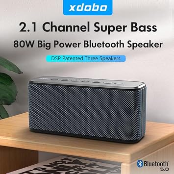 xdobo X8 Plus Portable Bluetooth Speaker, 80W Loud Stereo with TWS, IPX5 Waterproof, 12H Playtime, Type-C Charging, 360° Surround Sound, Deep Bass