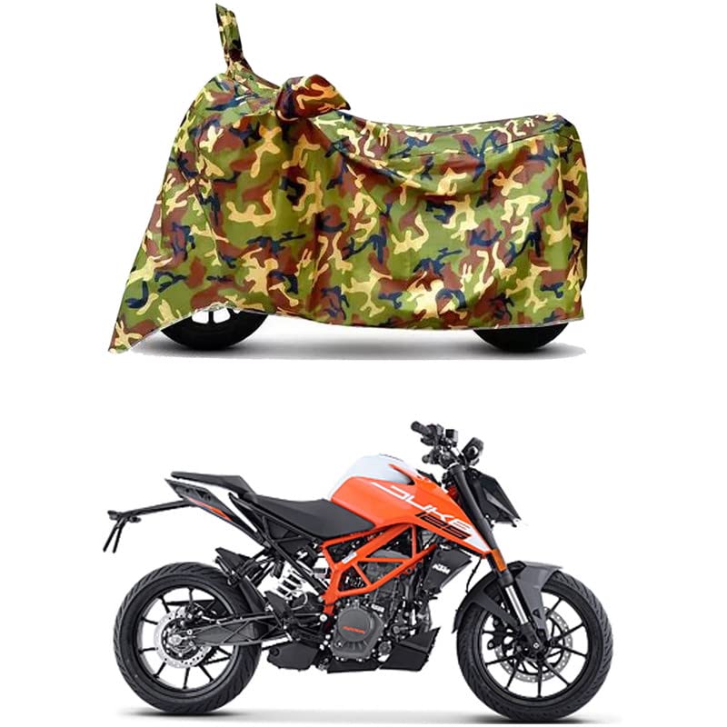 Image of Waterproof 100% PVC Coated Full Bike Scooty Two Wheeler Body Cover Compatible for KTM 125 Duke /UV-Rays /Heat Protection /Birds Dropping /Scratchproof /Dust Proof /All Varients[6X6 Jungle Print]