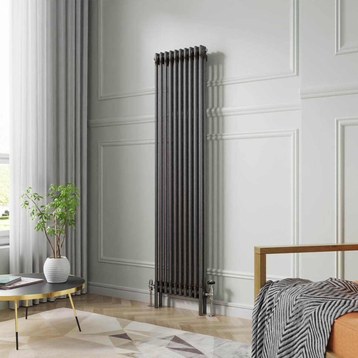 Nrg Traditional Vertical Cast Iron Style Radiator Raw Metal Double Column 1800 X 470Mm Central Heating Bathroom Designer Radiators Rad