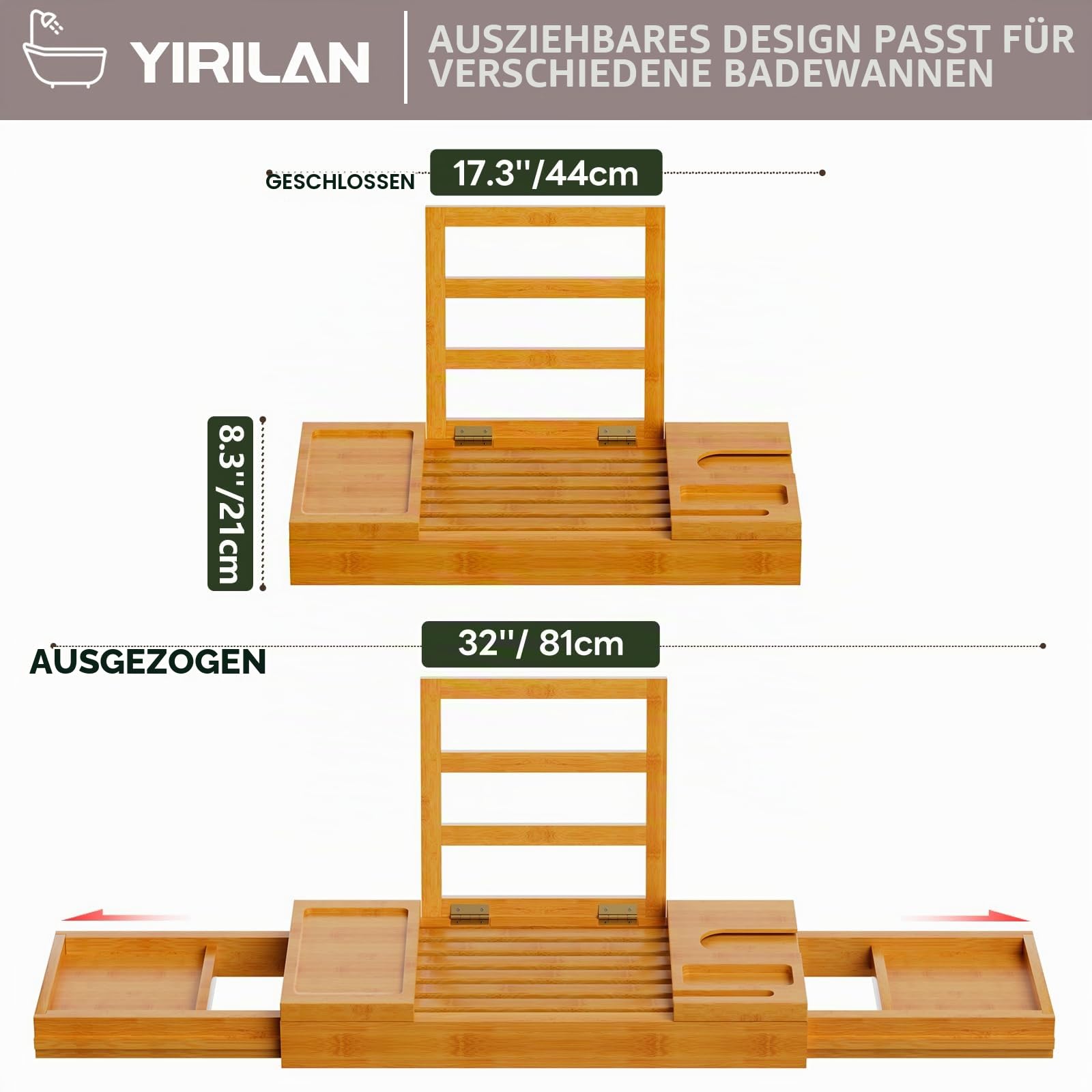 Premium Badewannenablage, Erweiterbares Badtablett, Faltbare Premium-Badewannenablage, Neues Zuhause, Jubiläums- und Hochzeitsgeschenke für Paare, Brautdusche-Geschenk für Frauen, Passend für