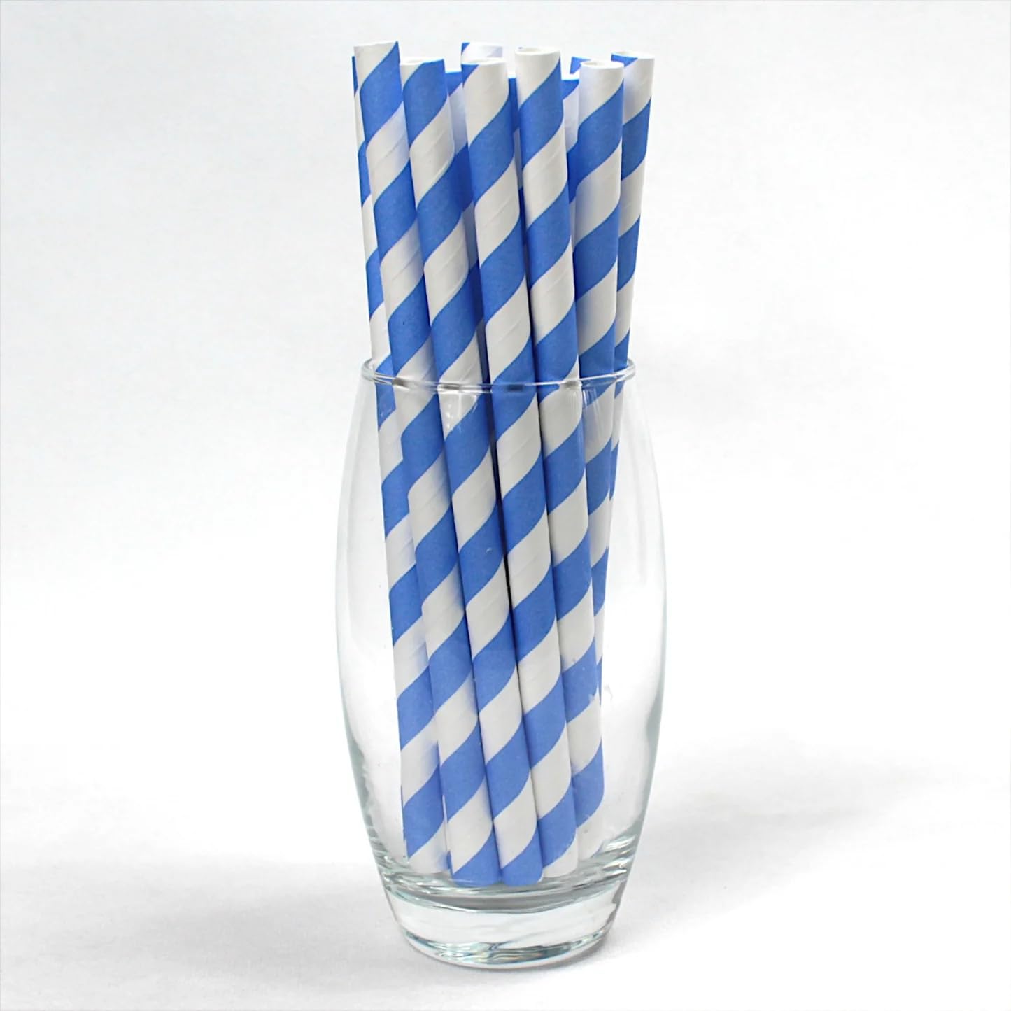 Blue and White Striped Paper Straws 10mm x 200mm (8") - Pack Size 400 - Ideal for Milkshakes & Smoothies/Food Safe/PFAS Free/Biodegradable