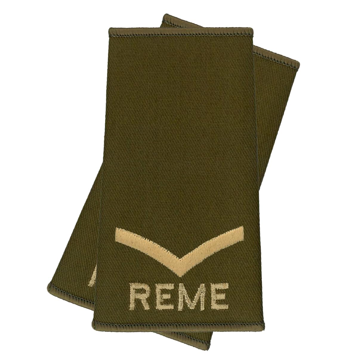 CL Distribution REME Rank Slides, Lance Corporal Rank, Olive Green, One Size, Pair of Epaulettes