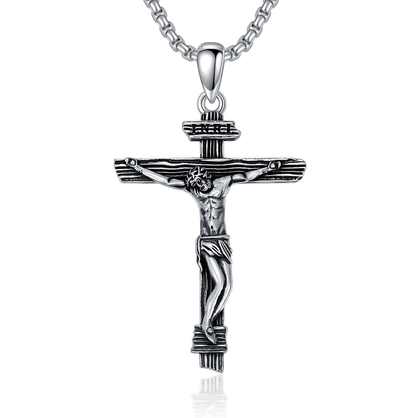 YOAIYOJIA Cross Necklace for Men Women 925 Sterling Silver Crucifix/Baseball/Celtic/Ankh/Bone/Flag/Nail/Gothic Cross Pendant with Stainless Steel