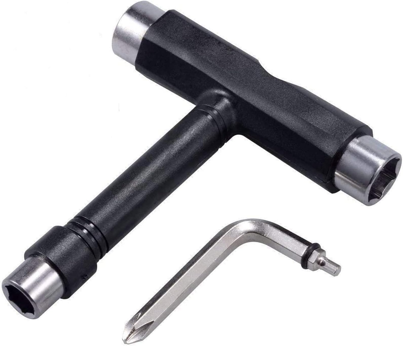 AresparkSkateboard Tool, Multi-Function Skate Wrench Tools Portable T Tool Accessory with T-Type Allen Key and L-Type Phillips Head Wrench Screwdriver