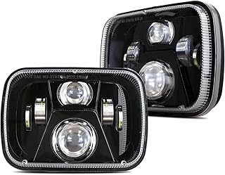 7x6 5x7 H6054 LED Headlights High Low Beam Sealed Headlamps DOT 110W 8400LM Compatible with Jeep Cherokee XJ Wrangler YJ Comanche MJ GMC Savana Safari Ford Replacement Black