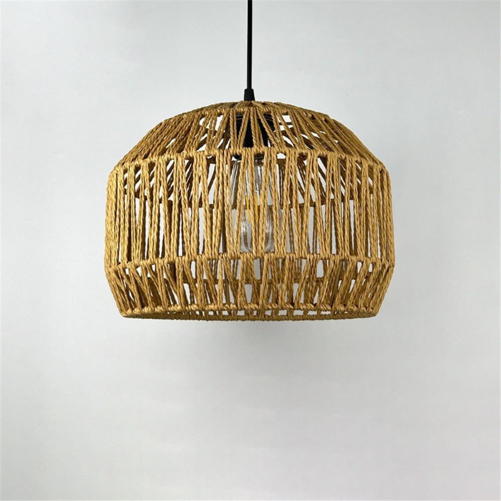 SXWNBIFH Industrial Style Retro Hemp Rope Pendent Lamp Personality Creative Internet Bar Cafe Restaurant Bedroom Clothing Store Bar Counter Chandelier (C D30CM)