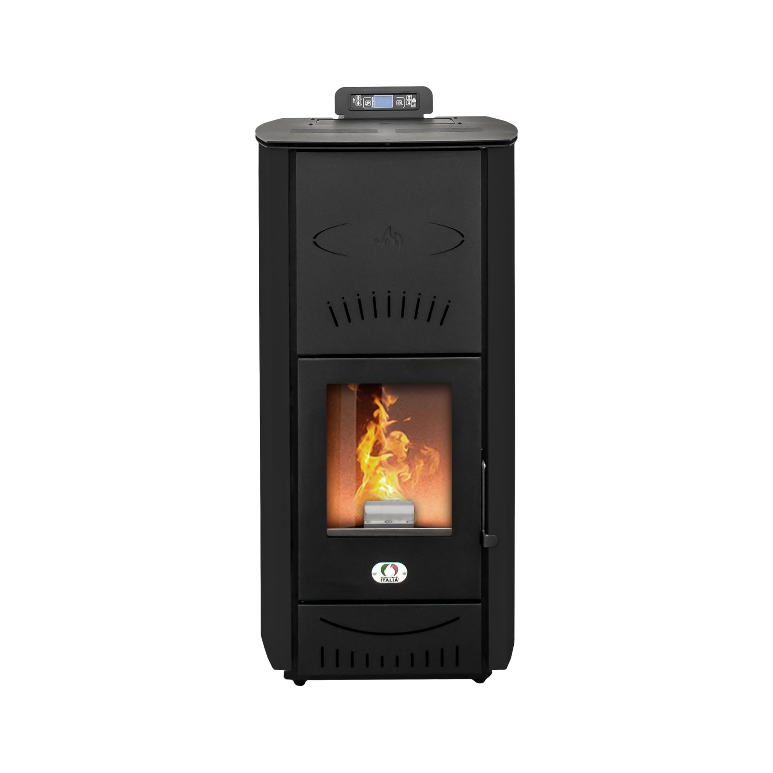 STUFE A PELLET ITALIA Asia 22 Kw – Estufa de pellets Hydro Eficacia 89% Calentadora 140 m² Autonomía 22 H programable 5 velocidades y potencias, garantía de 24 meses, color negro
