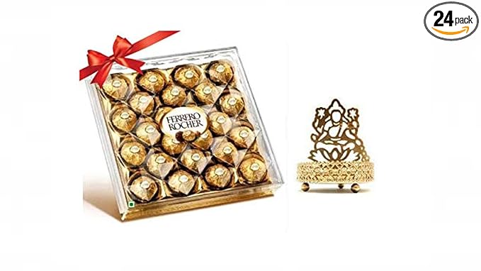 Vending India Gift Hamper - Ferrero Rocher 24 Piece with (Lakshmi Ma Shadow Diya Holder)
