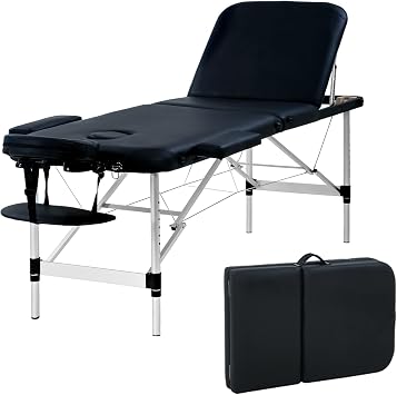BestMassage Aluminium Massage Bed Portable Massage Table 24 inch Wide Lash Bed Height Adjustable 3 Folding Spa Table with Non-Woven Bag for Spa Footmassage Facial CareSpa Tattoo