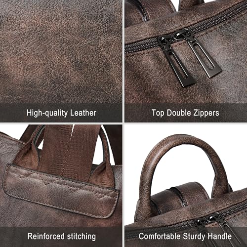 Image of Shrrie Vegan Leather Laptop Backpack for Women 15.6 inch Work Backpack Fashion Travel Backpack Purse for Travel College Work