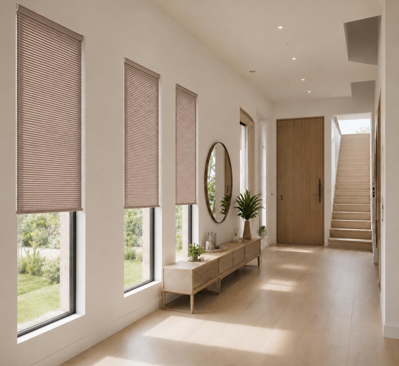 Estoralis Robert - Store Enrouleur Tamisant Rayures, 130 x 190 cm, Taupe