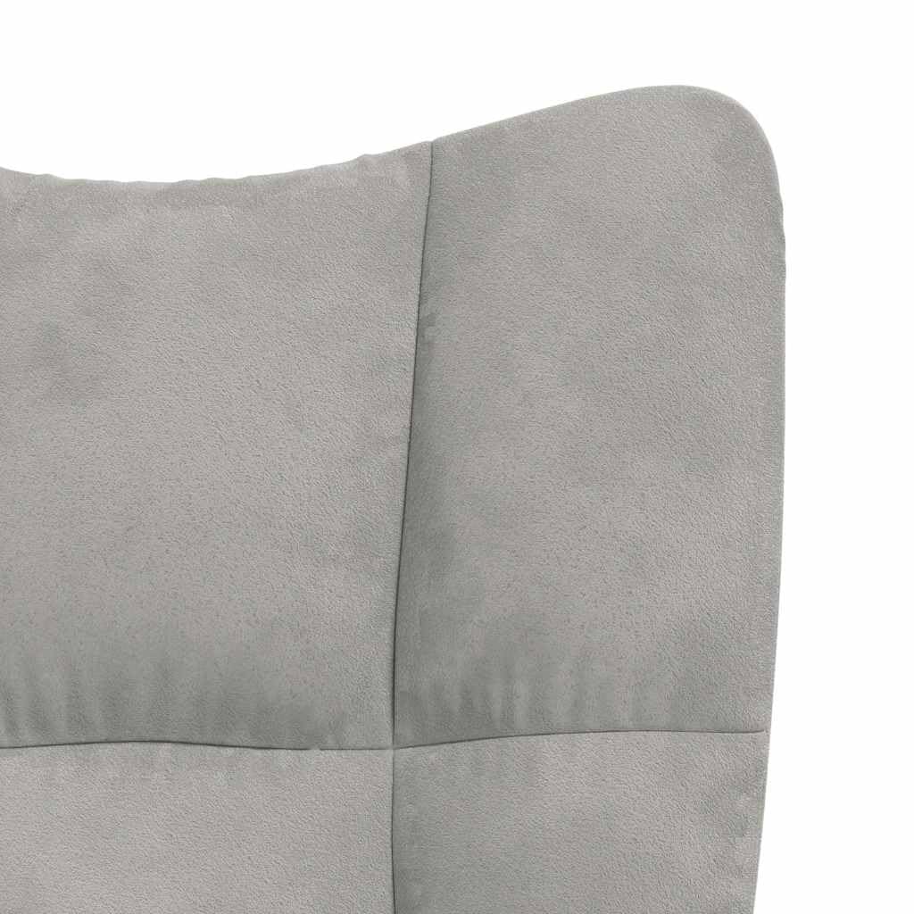 Sillón de relajación con taburete, terciopelo, gris claro, 62 x 68 x 98 cm, diseño cuadrado moderno, giratorio de 360°, cómodo sillón de lectura para salón, dormitorio, oficina