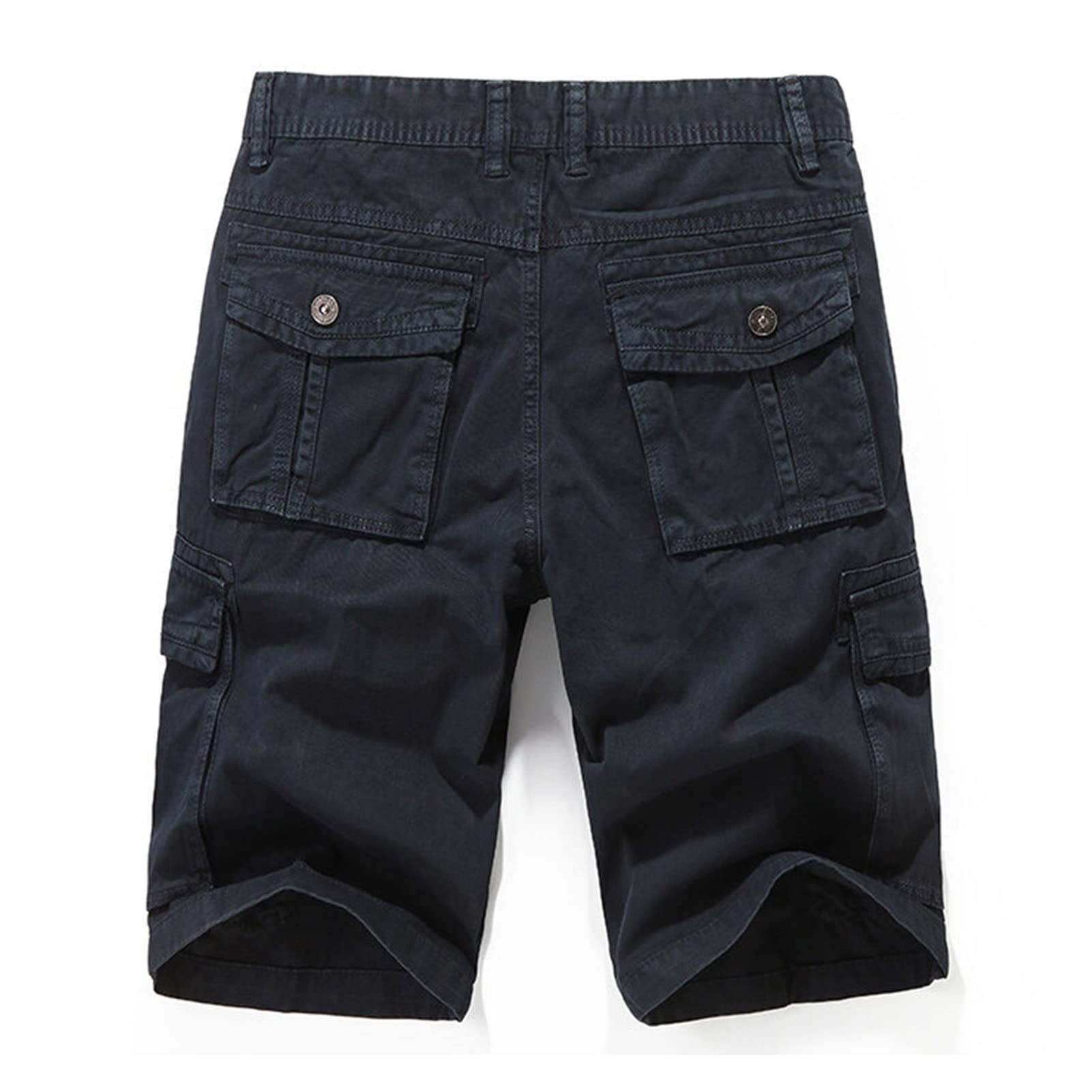 Maiyifu-GJ Men's Solid Color Cotton Cargo Shorts Outdoor Multi Pockets Short Casual Lightweight Military Short Pants (Blue,32)