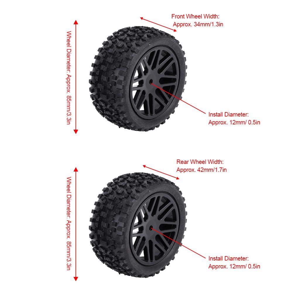 4Pcs 1/10 Universal RC Car Wheels Crawler Vehicle Tyres Tires Remote Control Car Accessories 85mm | ES
