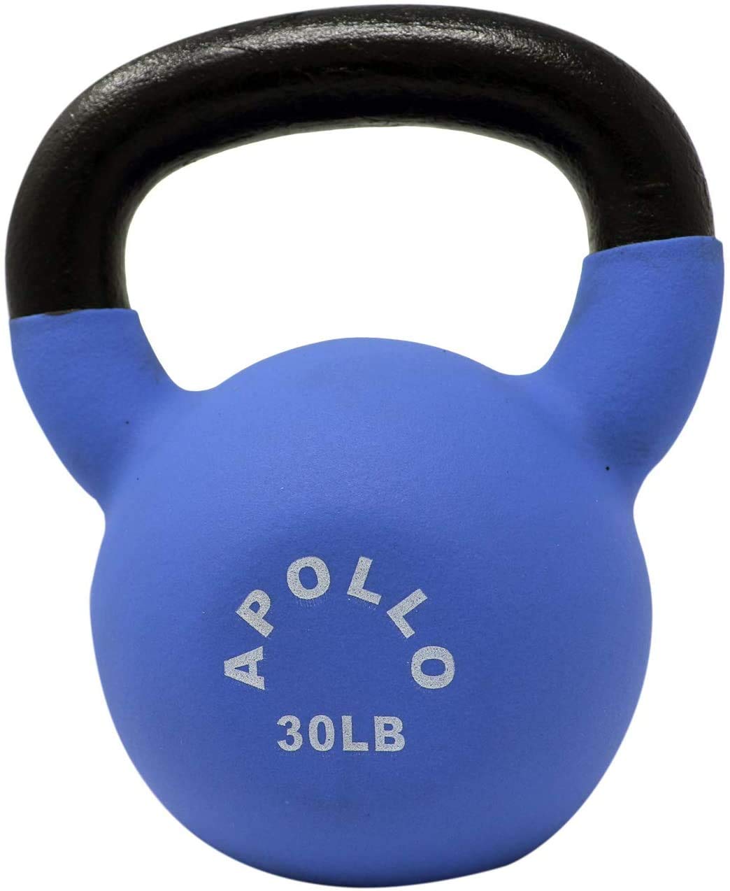 Apollo Athletics 1-Piece Neoprene Coated Solid Cast Iron Kettlebell, 30LB