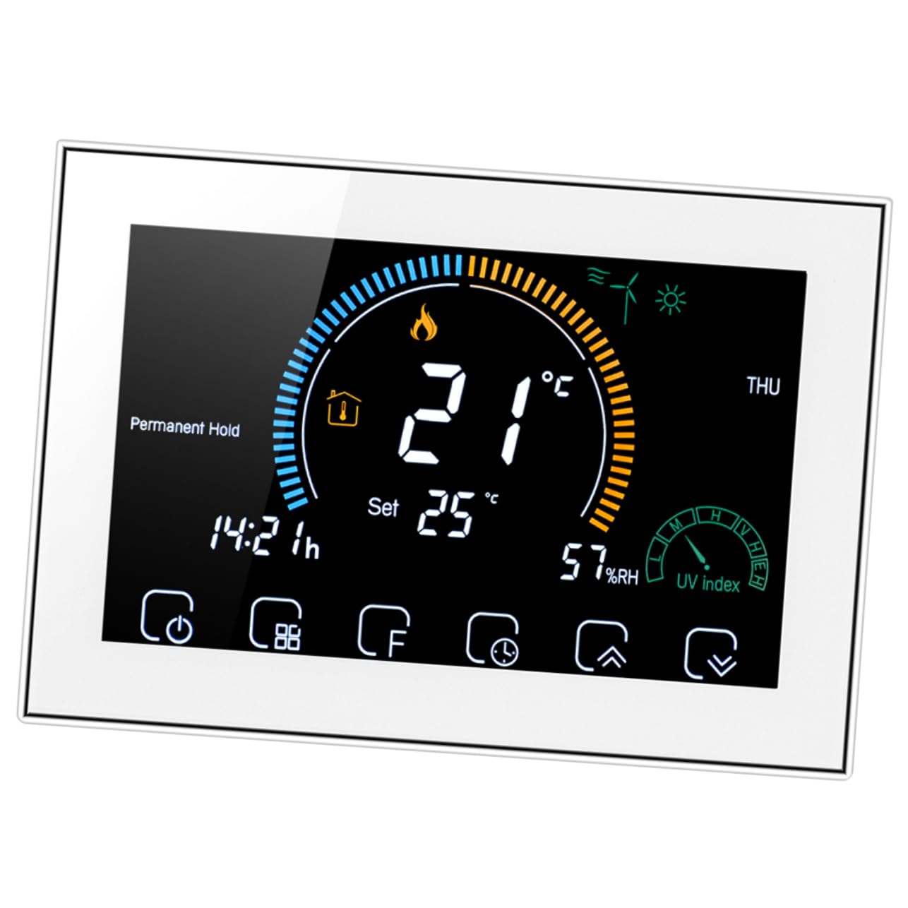 Artibetter Termostato Digitale Intelligente Per Riscaldamento Pavimento Schermo Lcd e Pulsante Touch Facile Da Leggere Buio Realizzato Materiali Resistenti Per Uso Prolungato Display Meteo Te