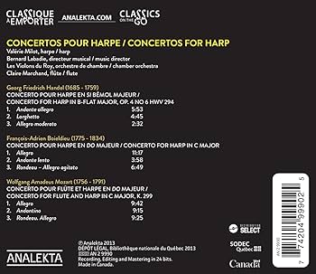 【中古】 Mozart Handel Boieldieu ValerieMilot ,LesViolonsDuRoy Valérie Milot - Les Violons du Roy - Bernard Labadie