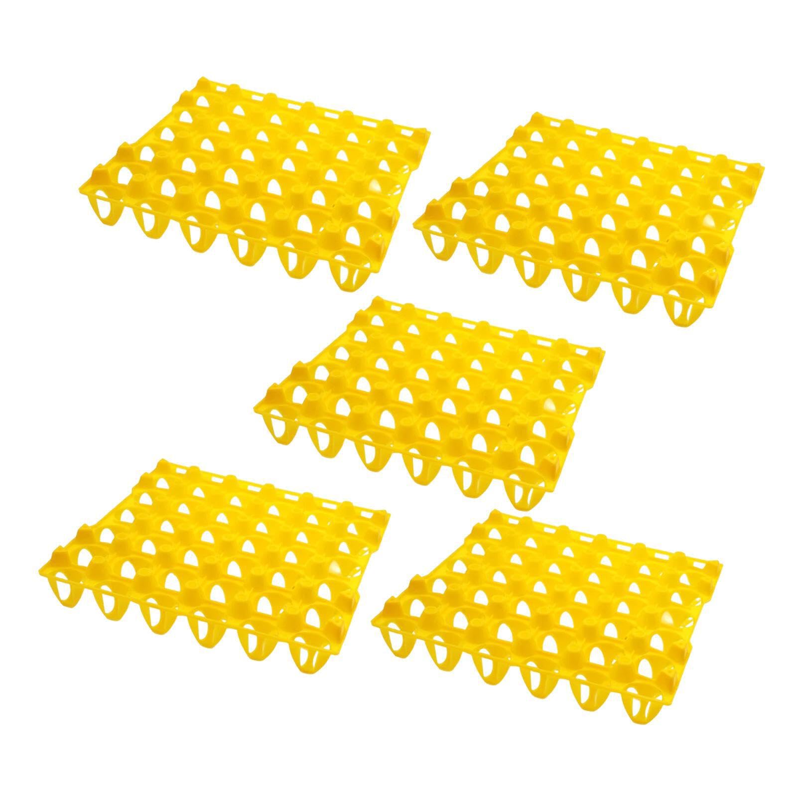 TWISAXC Reusable Egg Holder For Refrigerator 30 Grids Eggs Tray Keeping Eggs Fresh In Fridge Egg Holder For Refrigerator Made Of High Qualities Plastic Fridge Dispenser Large, Yellow, 5 pcs