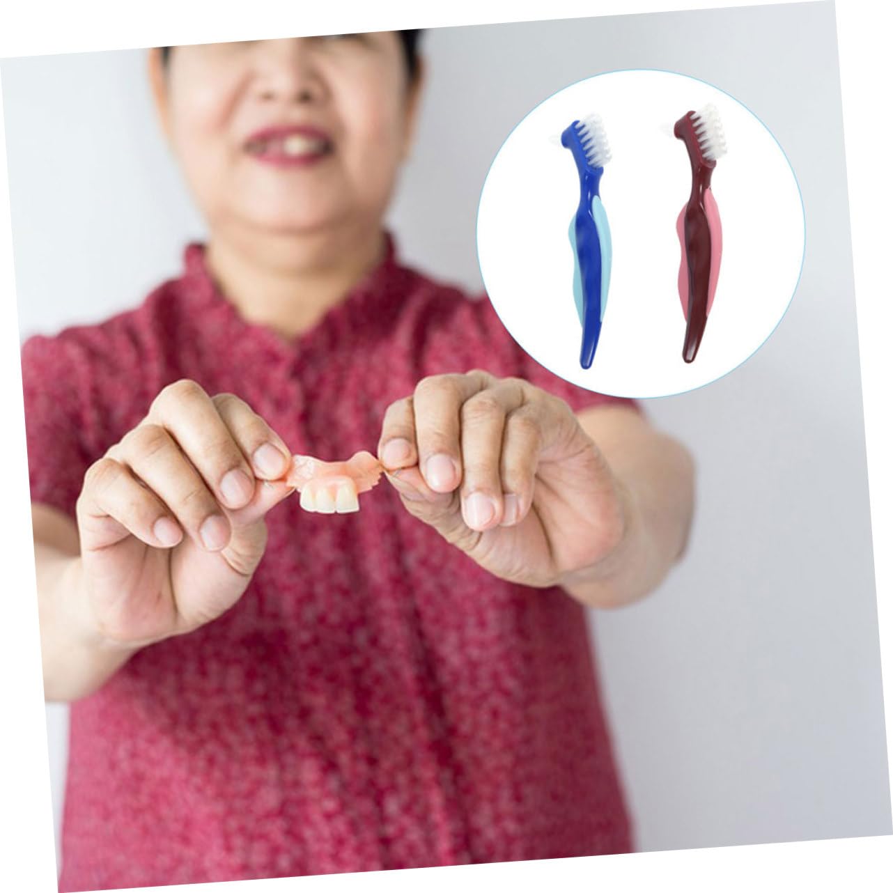 BESTYASH 5 Set Spazzola Per La Pulizia Della Protesi Pulito Più Doppio Pennello Morbido Spazzolino Da Denti Per Intercapedine Assortito Setole Adulti Orale Nylon 2 Pezzi * 5