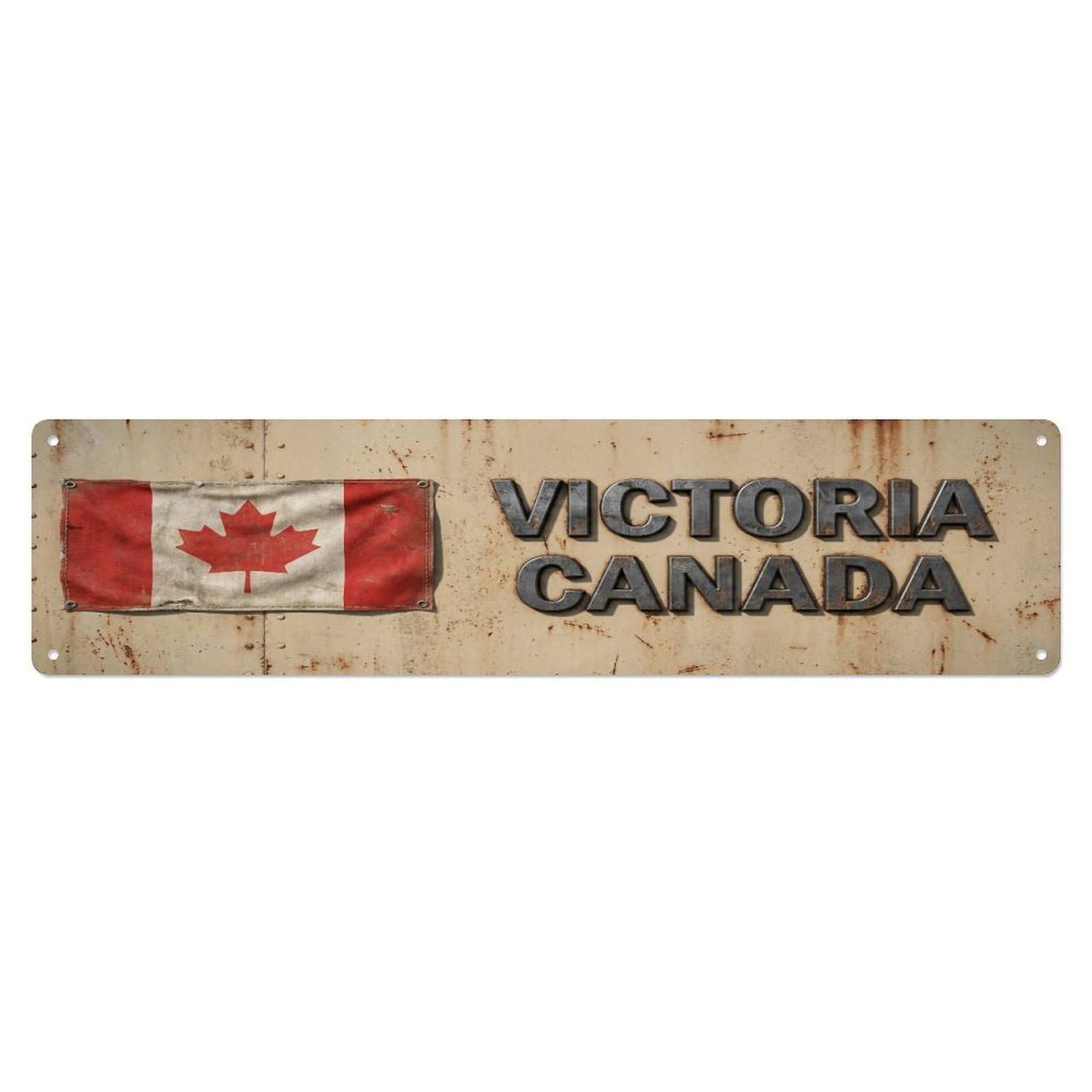 Okahys 4X16inch(10X40cm) Vintage Victoria Canada Flag Decor Rustic Travel Metal Tin Sign