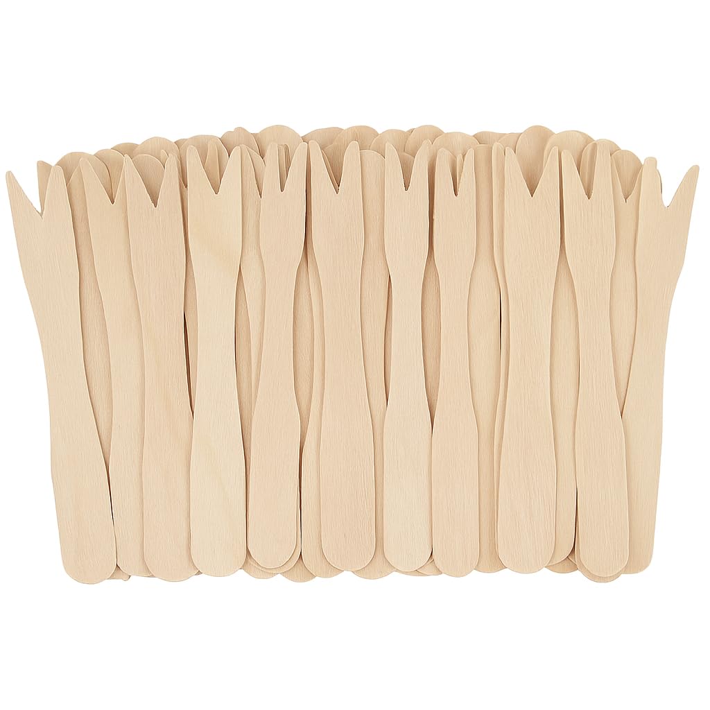 Mini Fourchettes en Bois - 85 mm - Idéal pour frites, snacks et amuse-bouches (10000)