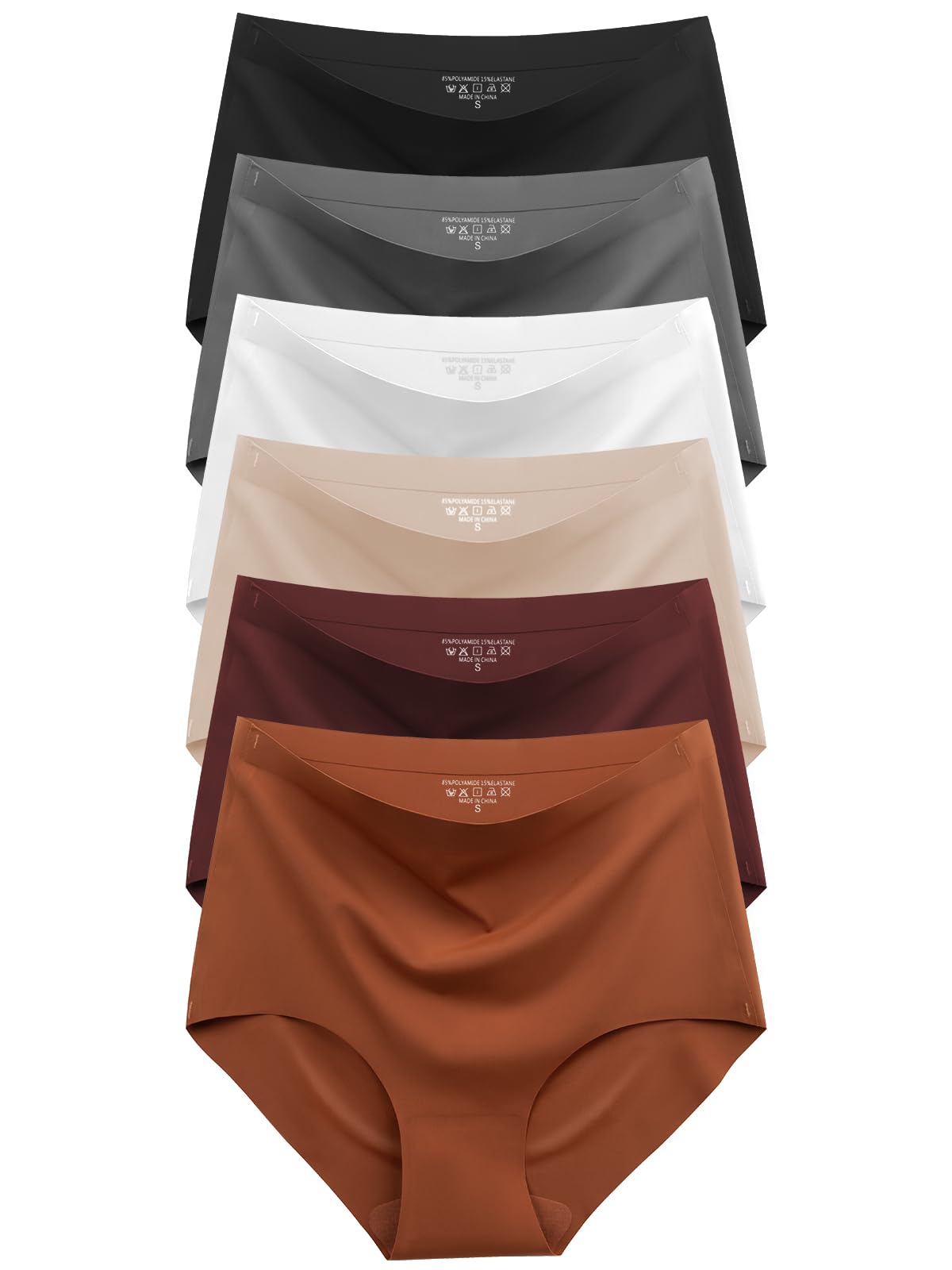 Cuweni Women's Seamless High Waisted Briefs Silky Stretch No Show Breathable Full Coverage Underwear 6 Pack
| Cuweni Br 