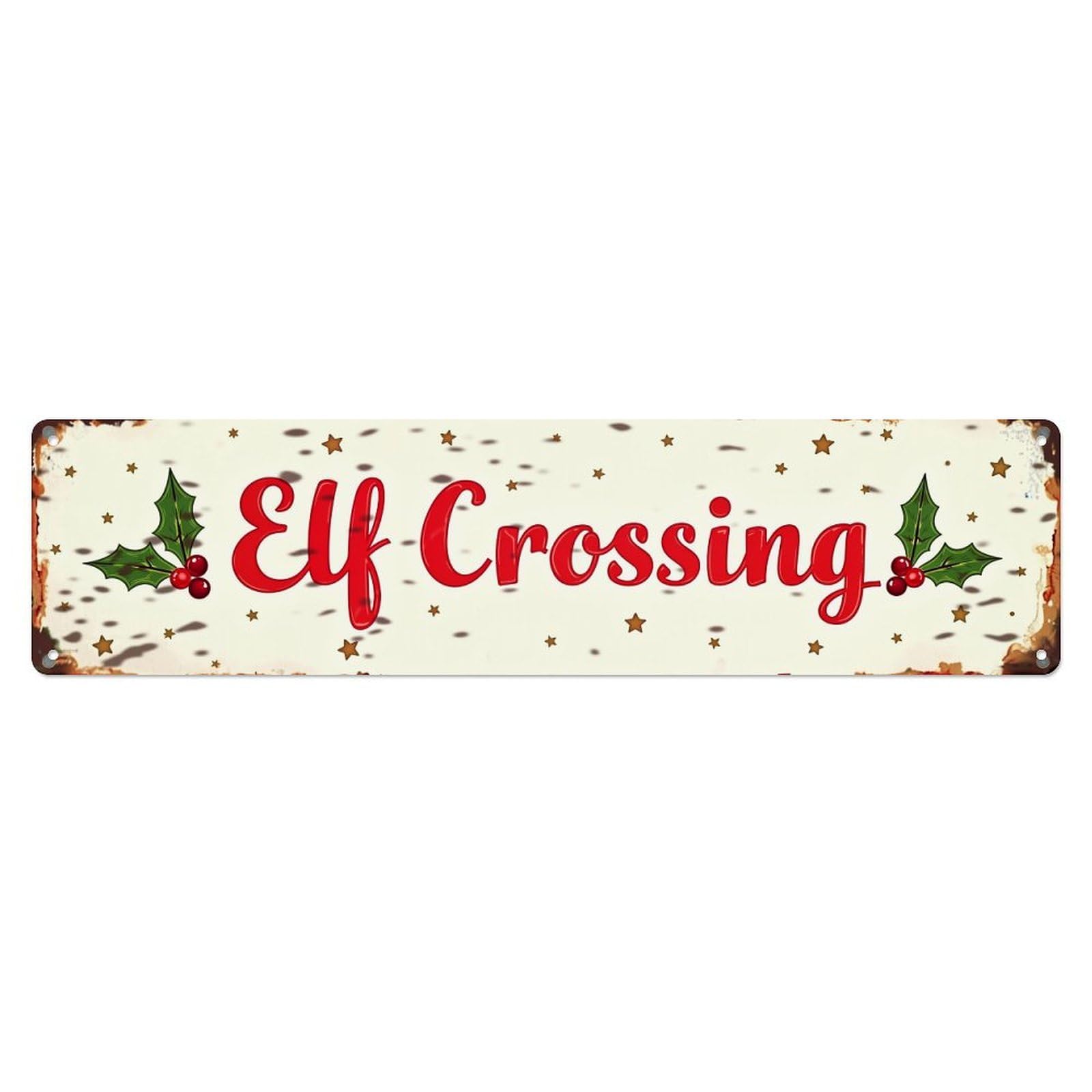 Elf Crossing Sign Pattern Metal Tin Sign Plaque