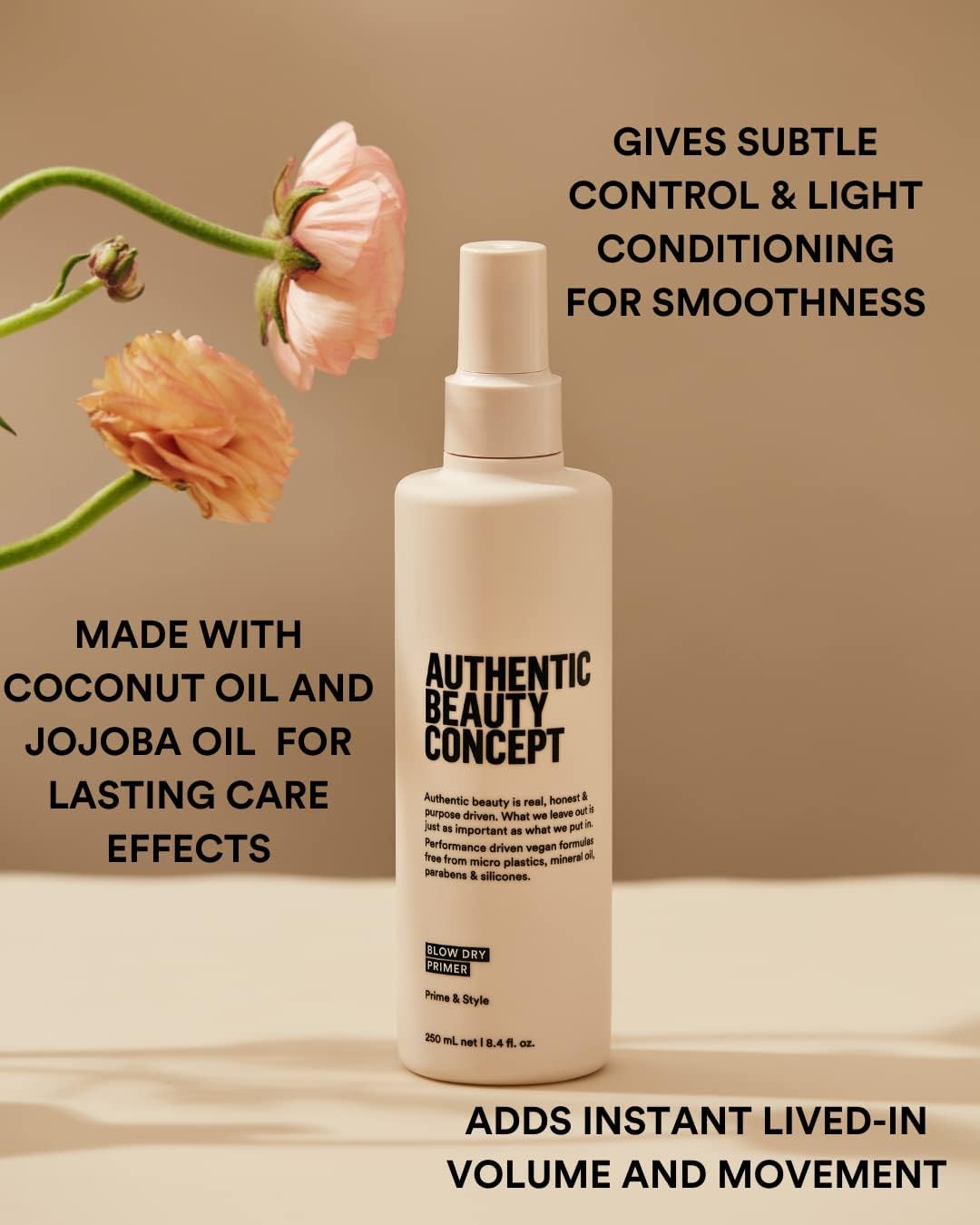 Authentic Beauty Concept Blow Dry Primer | Blow Dry Spray Heat Protection | Protects Hair from Blow Dry Damage | Thermal Protection | Vegan & Cruelty-free | Silicone-free | 8.4 fl. oz. - Image 2