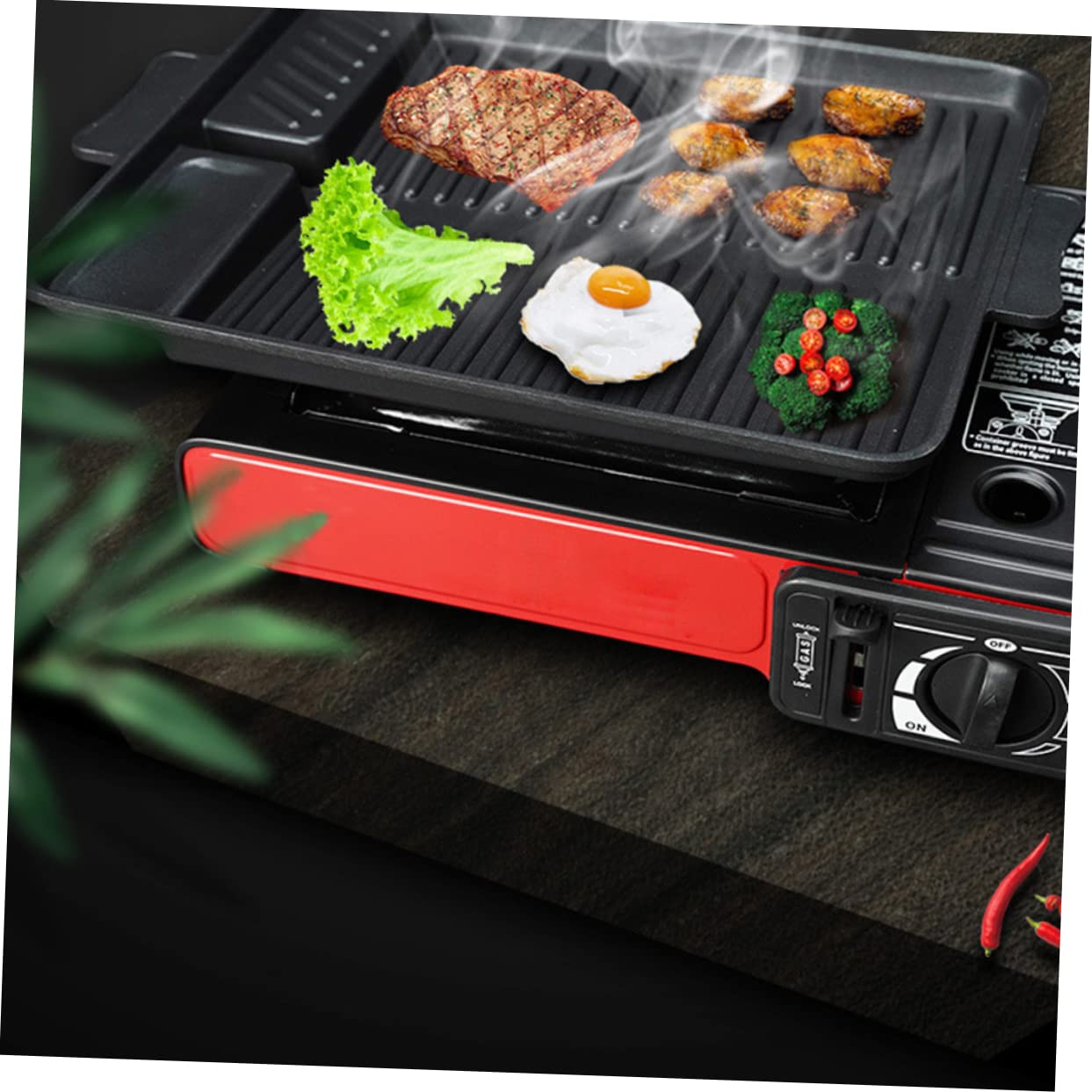 UKCOCO Sartén para Asar Rectangular De Herramienta para Barbacoa Al Aire para Asados Caseros Revestimiento Antiadherente Tipo Mármol