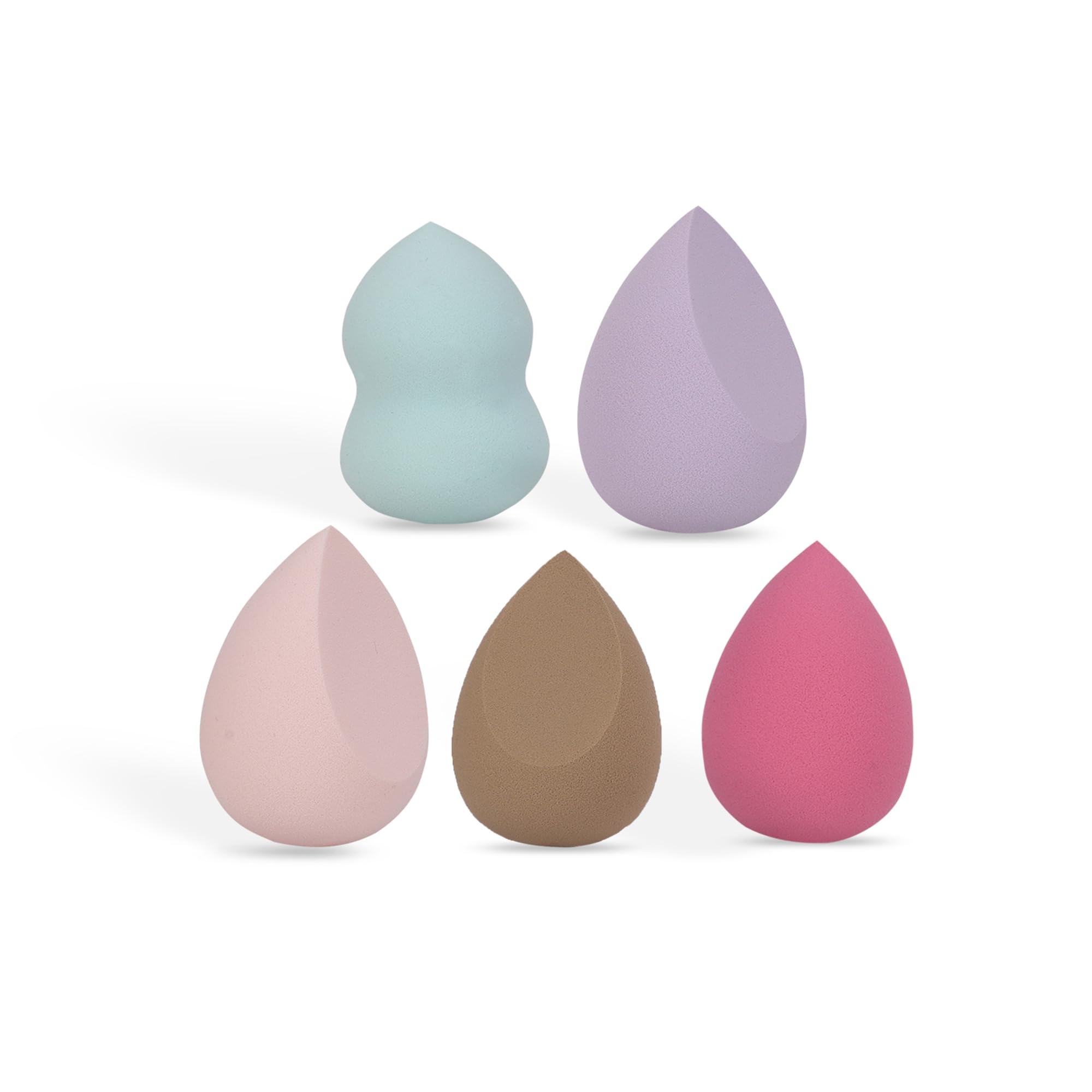 BUNGALOW BEAUTY Makeup Blending Sponge Set, Reusable | Foundation Blender | Easy to clean I Latex-free Suitable for Sensitive Skin 5 pcs in Asorted colour