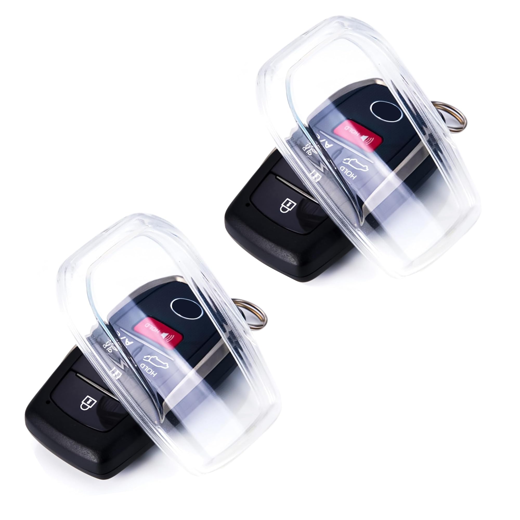 Flensent for Toyota Key Fob Cover Clear 2 Pack, Soft TPU Key Fob Protector Case Compatible with Toyota 2019-2024 Venza, RAV4 Prime, Land Cruiser,