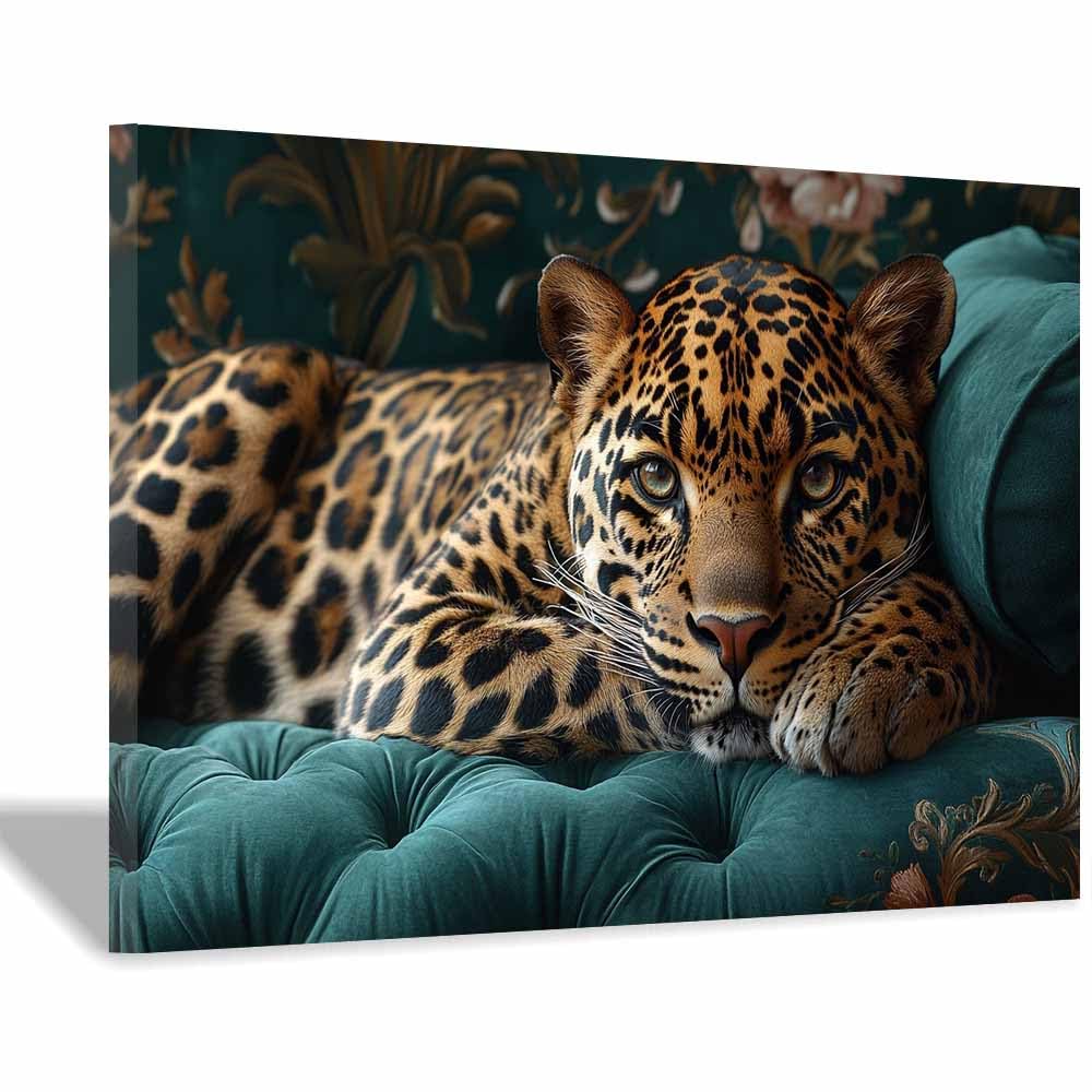 Tableau léopard marron 60x90cm pour habiller un mur vide de chambre