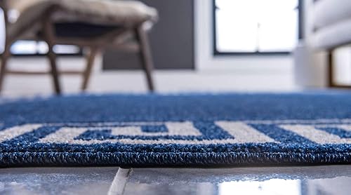 Miniatura 4 de Unique Loom Athens Collection - Alfombra clásica geométrica con diseño moderno de bordes, 5 x 8 pies, azul marinobeige
