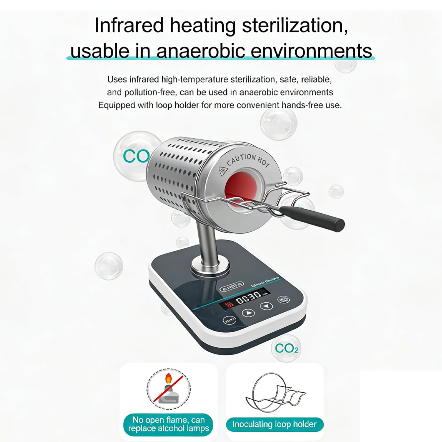 Sterilizzatore a Infrarossi da Laboratorio, Sterilizzatori per Autoclave, Temperatura Elevata 400°C/850°C, Sterilizzazione in 5-7 Secondi, Display Digitale LCD E Temporizzazione 0-8 Ore