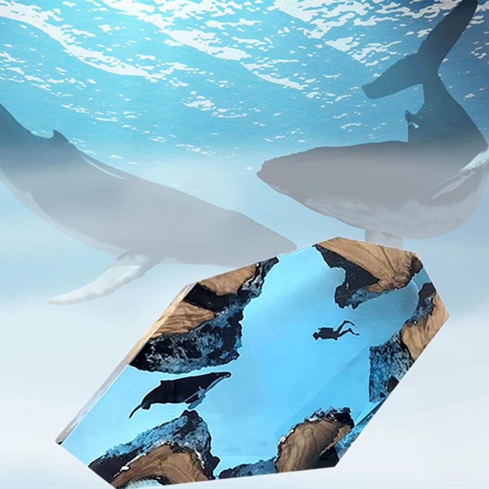 CJFHBVUQ Diver lights decorative lights, Large Epoxy Resin Wood Light Lamp,Diver and Humpback Whale Led Lights, USB Powered, for Home Decor