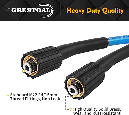 Miniatura 3 de Manguera de lavado a presión de 25 pies x 1/4 pulgadas, resistente a las torceduras, manguera de repuesto para lavadora a presión con accesorios M22