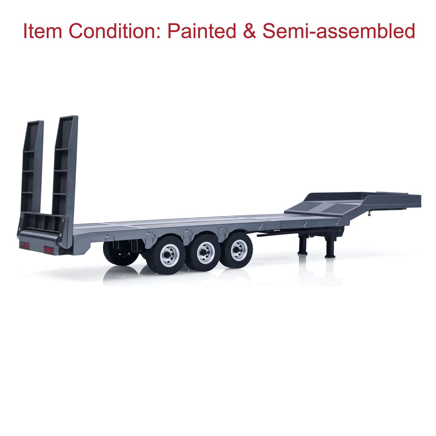 Semirremolque de plástico de 73,5 cm de plataforma plana 1502 para tractor de control remoto 1/18, camión Huina 1501, patas de soporte electrónico, tablero trasero para pasatiempos de adultos