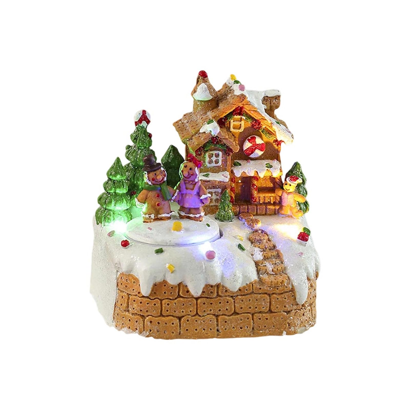 Buxuaaaa D Christmas Music Box Snow House Ornament With Le Light Esk Ecoration Holiday Theme Accessory Christmas Village Ecoration With Le Lights