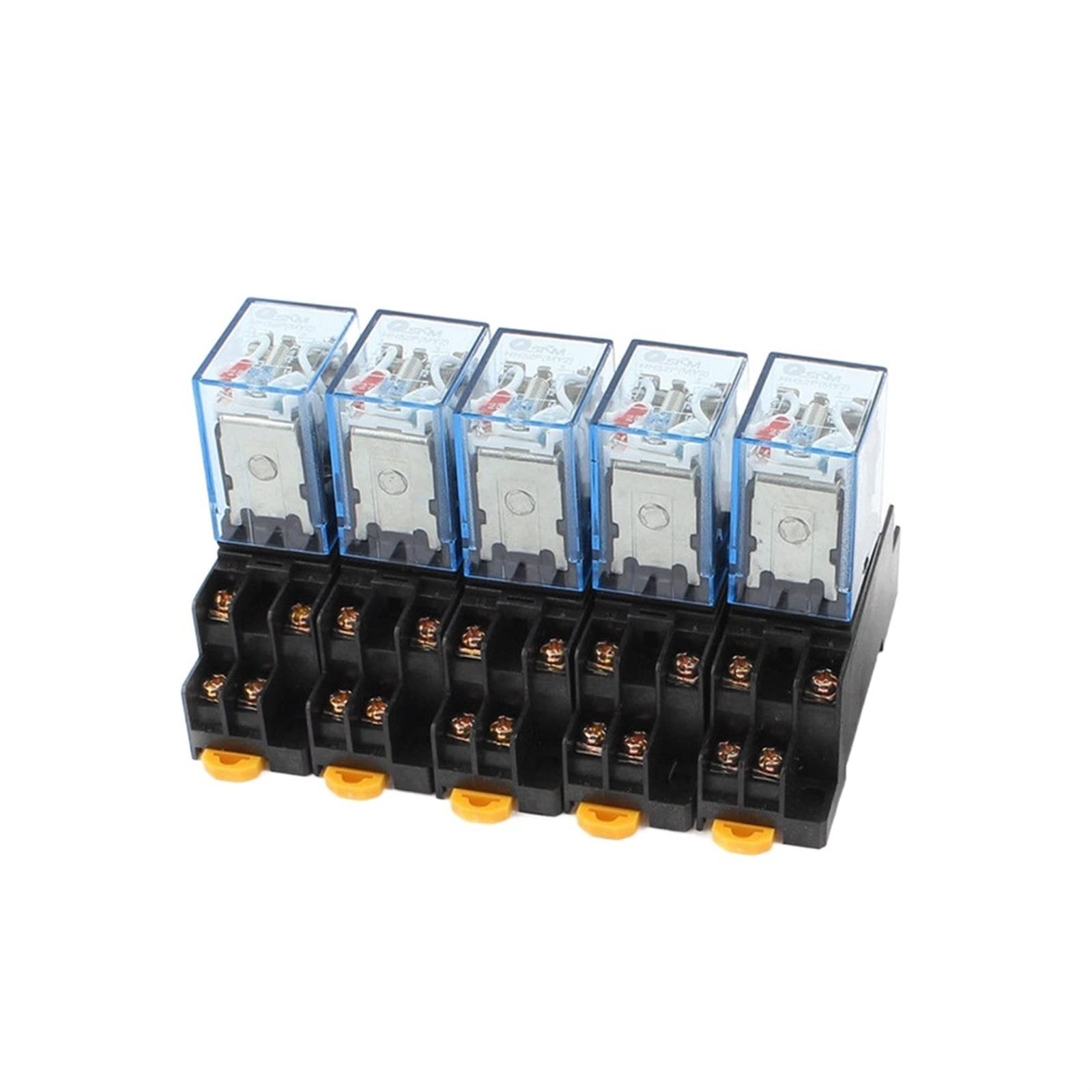 AERBNYEQP 5Pcs AC 110V/120V 5A Coil DPDT 8Pins Red Light General Purpose Power Relay W Base MY2NJ