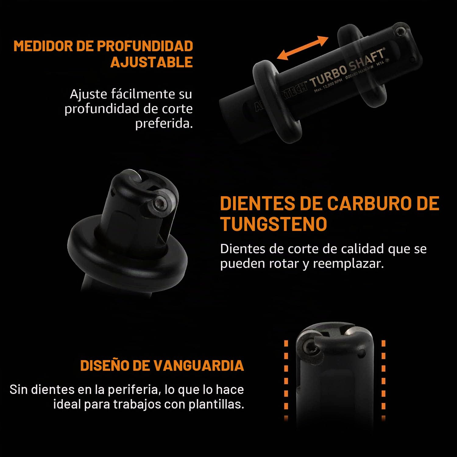 ARBORTECH TURBO Shaft 20mm Accesorio de Tallado Madera a Mano Alzada para amoladora angular